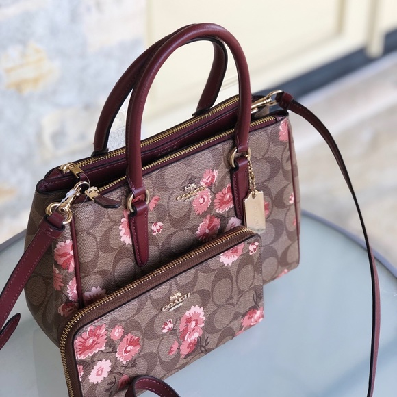 NWT Coach Floral Mini surrey Satchel&wallet - Picture 2 of 8